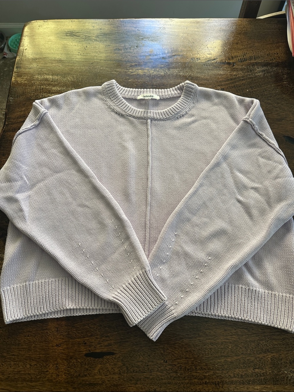 Splendid Lavender Crewneck Sweater - Soft Pastel Knit - Picture 5 of 7